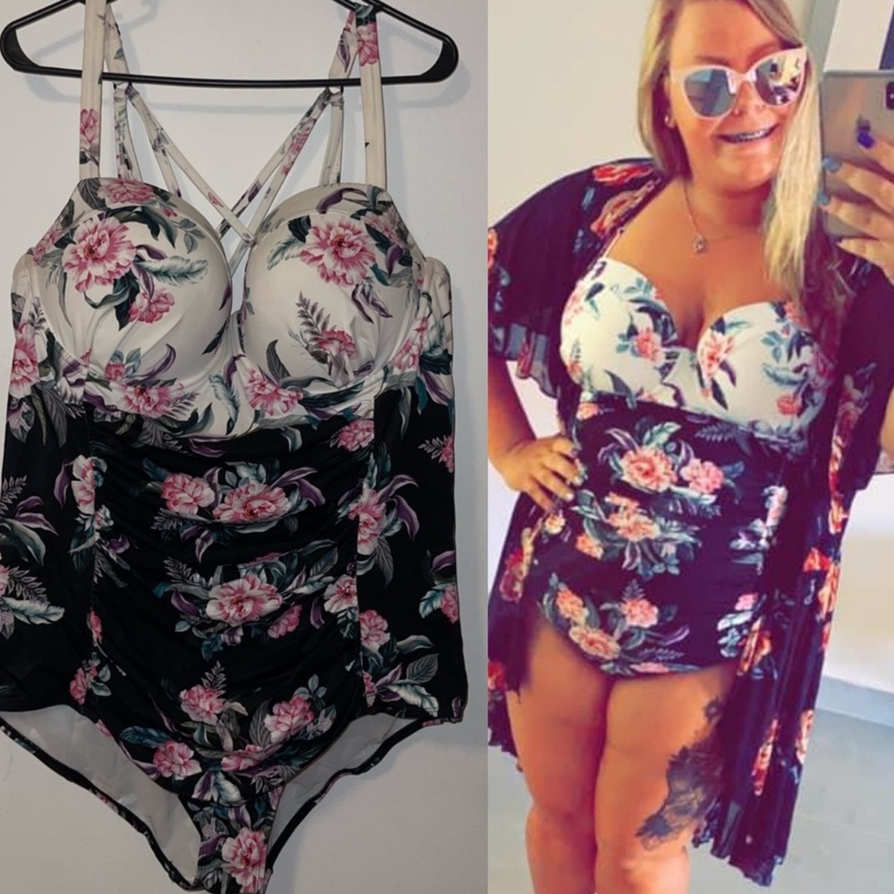 Torrid floral one piece swim suit 4X